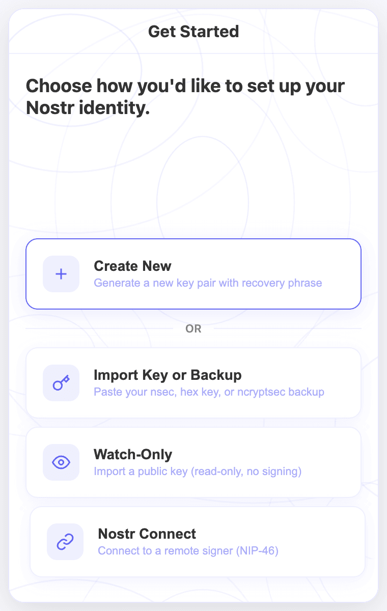 Choose how to set up your identity.