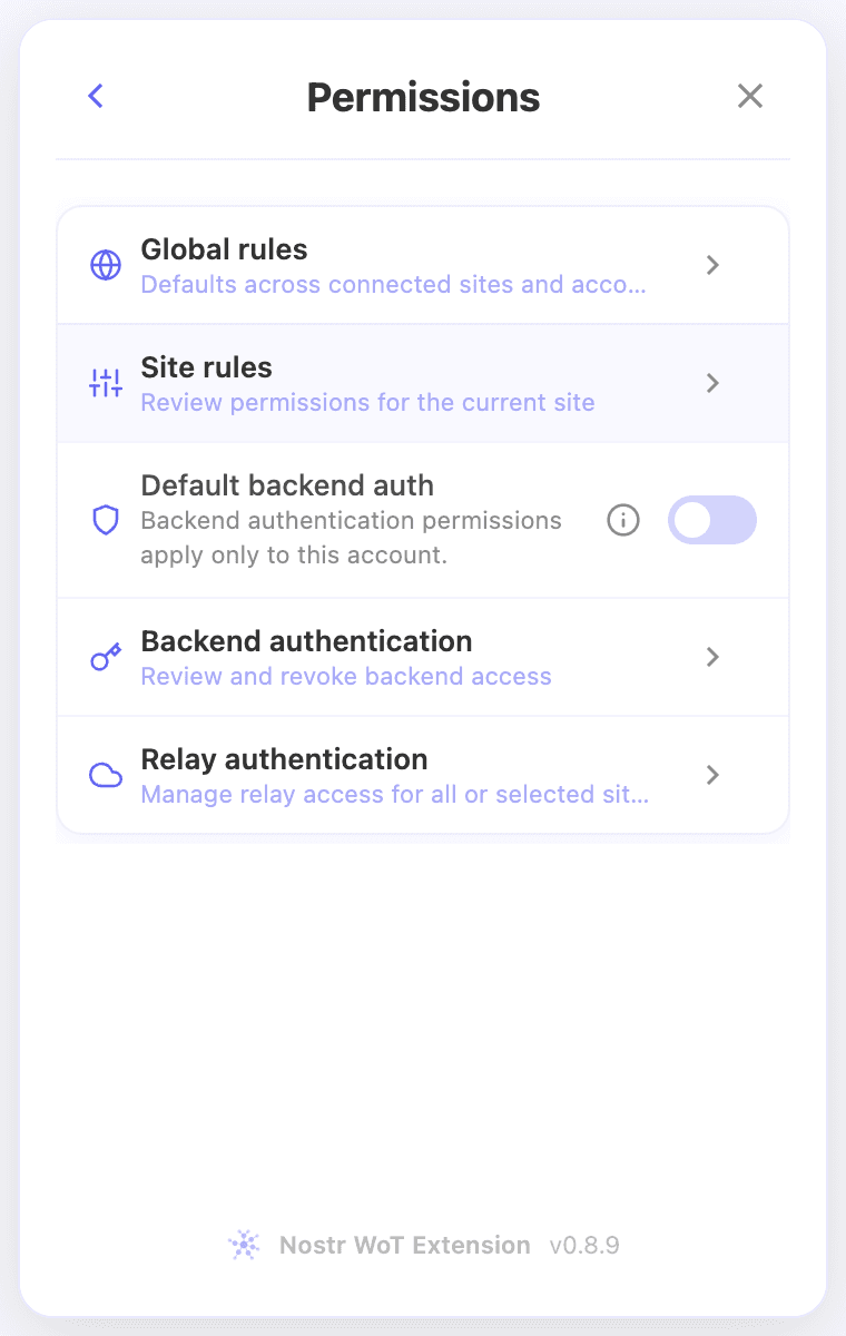 Open global rules, site rules and authentication settings.