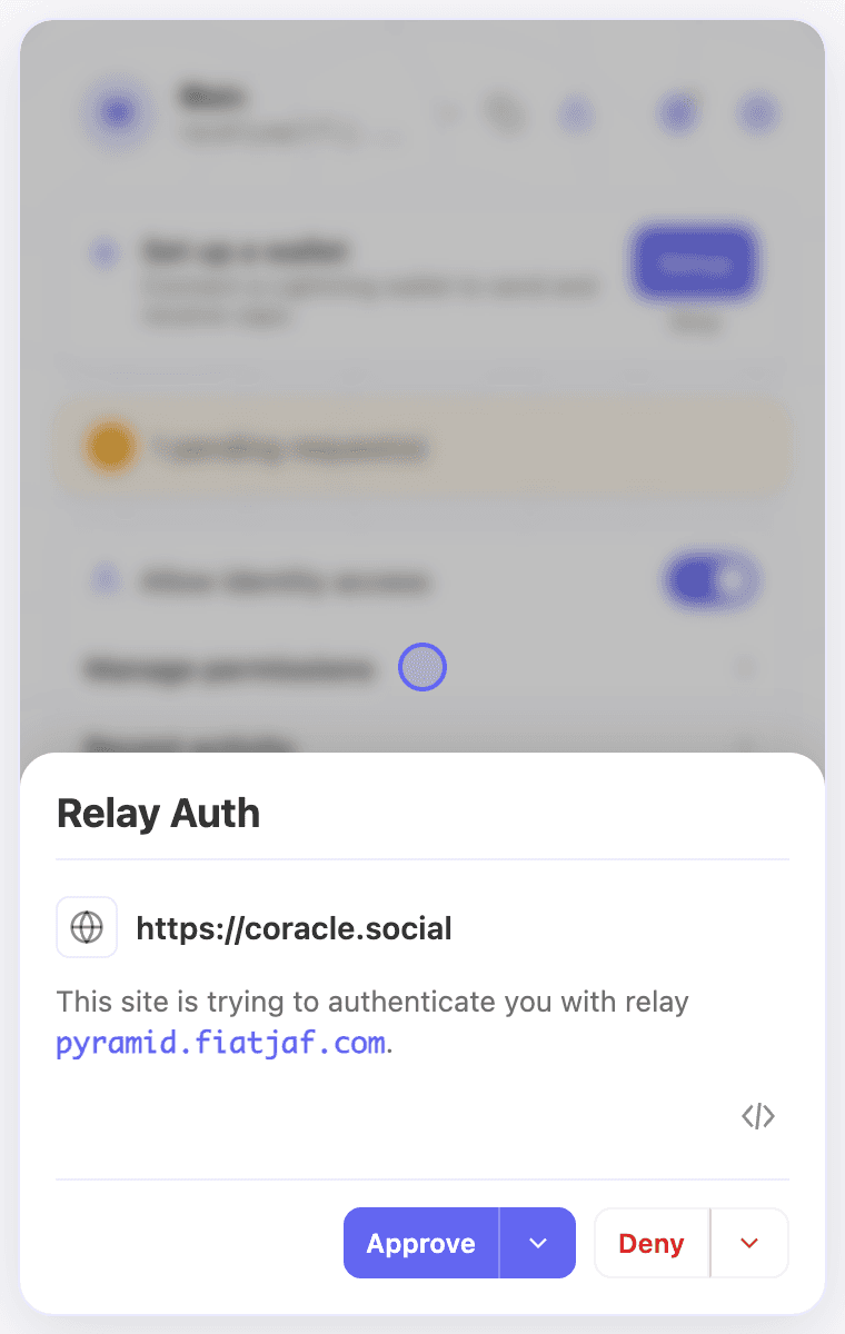 Review the requesting site and relay before approving.