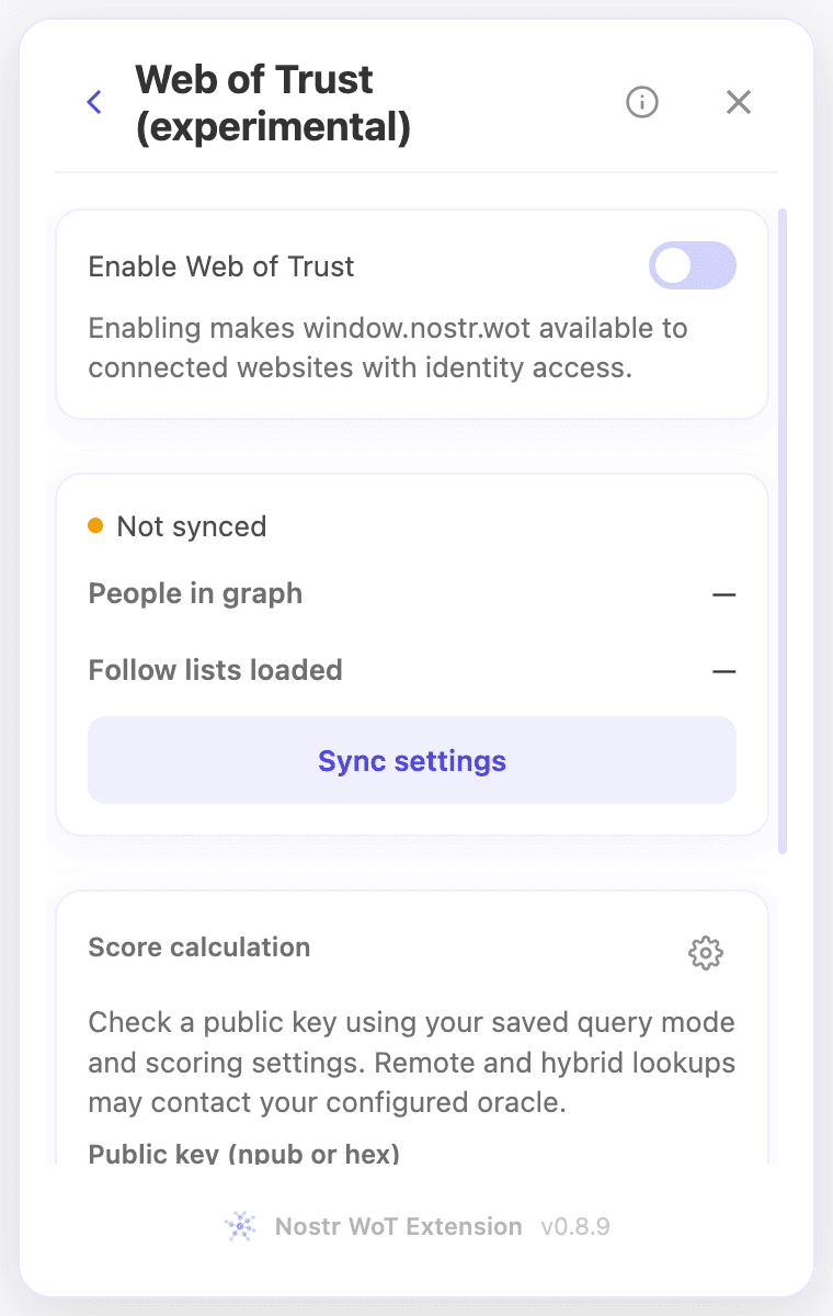 Web of Trust settings and public-key lookup.