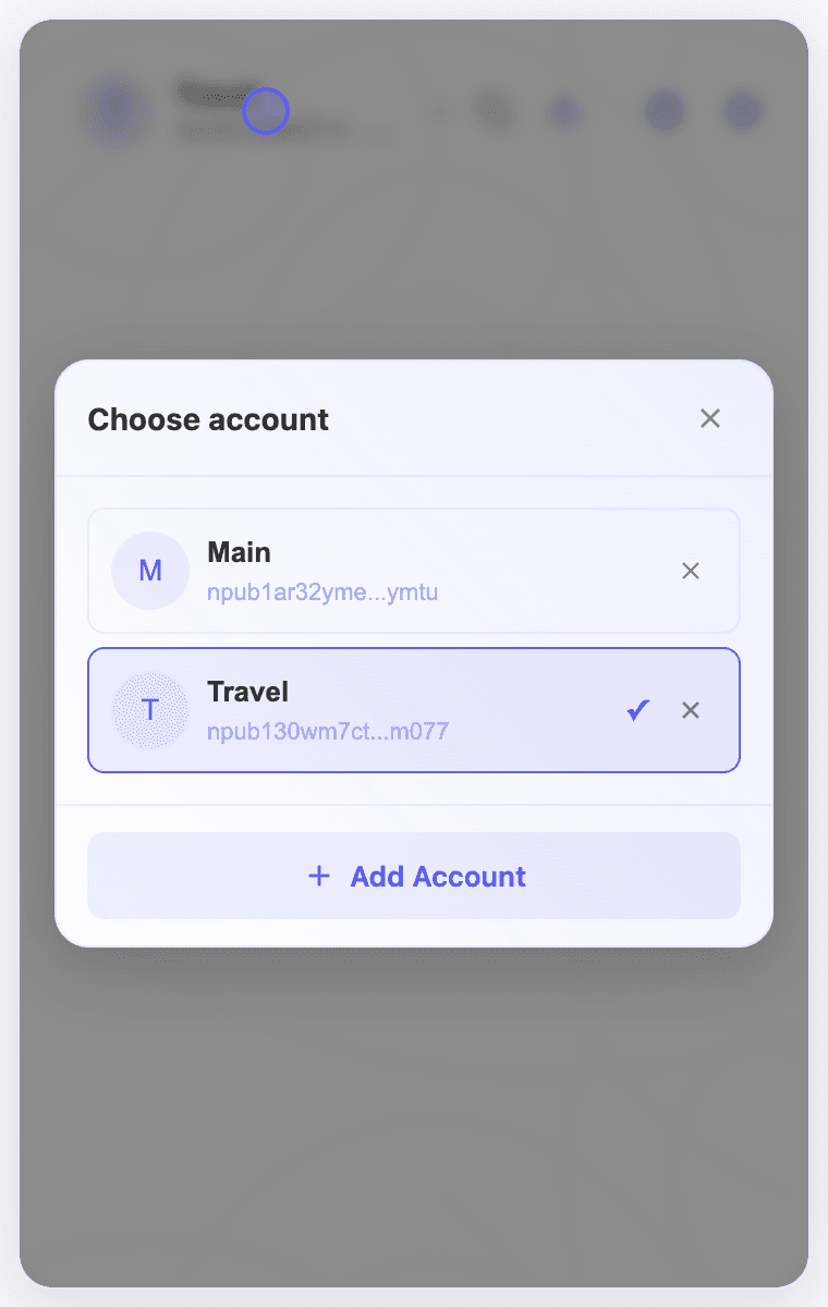 Choose the active account in the account selector.