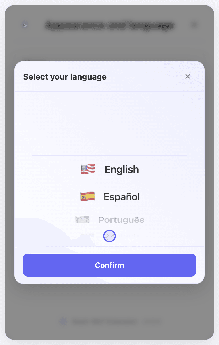 Seleziona una lingua e conferma la scelta.
